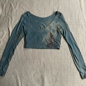 Wild Harvest Studio long sleeve cotton/hemp blend, fern print, plant dyed